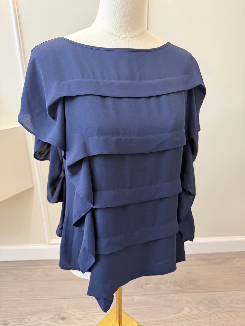 Banana Republic Deep Blue Tiered Ruffle Blouse